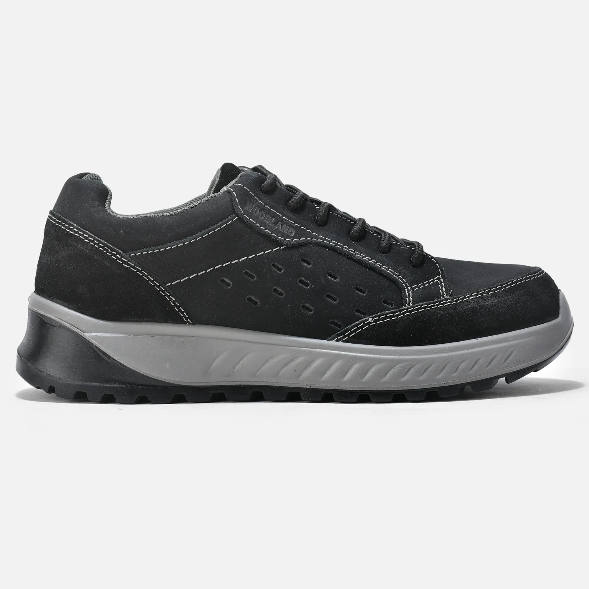Black Nubuk Casual Lace Shoes 