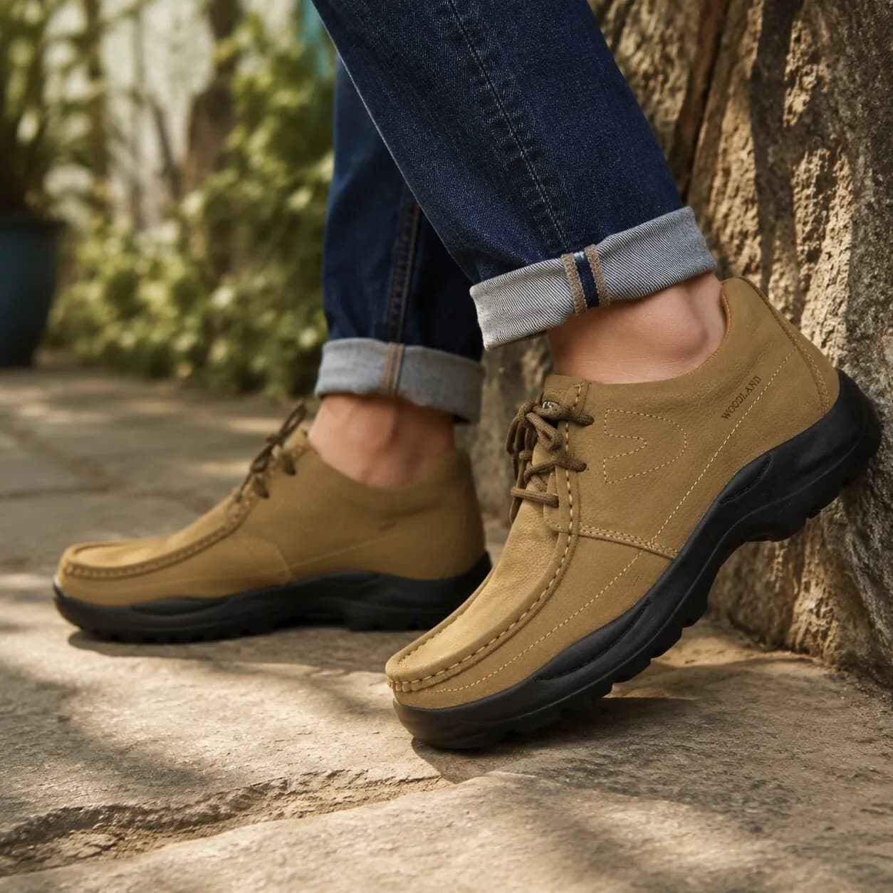 KHAKI casual leather shoes